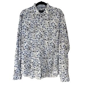 Bugatchi Classic Fit Floral Button Down Shirt Mens Large 100% Cotton Long Sleeve